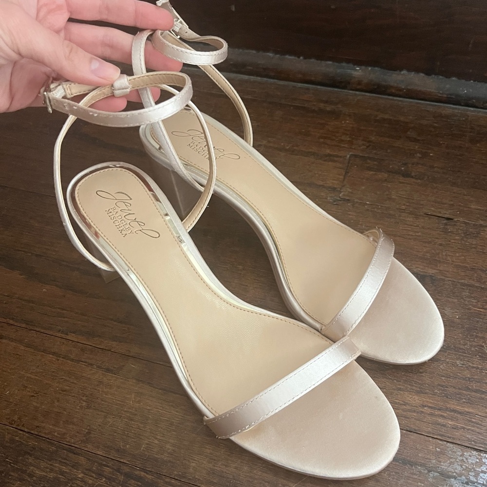 Jewel by Badgley Mischka satin ankle strap sandal